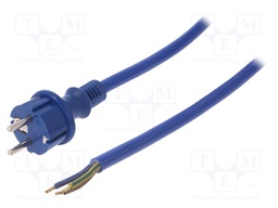 Cable; SCHUKO plug,CEE 7/7 (E/F) plug,wires; 3m; blue; rubber