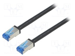 Patch cord; S/FTP; 6a; stranded; Cu; PE; black; 7.5m; 26AWG