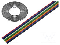 Wire: ribbon; stranded; Cu; 10x0,12mm2; unshielded; PVC; 300V; 50m