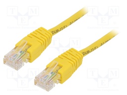 Patch cord; U/UTP; 5e; stranded; CCA; PVC; yellow; Len: 1m; 26AWG