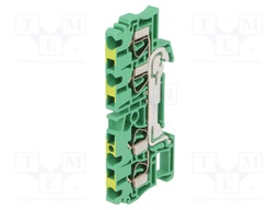 Splice terminal: rail; 2.5mm2; ways: 1; terminals: 4; yellow-green