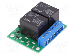 Module: relay; Channels: 2; 5VDC; max.250VAC; 10A; pin strips,screw