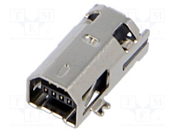 Connector: USB B mini; socket; SMT; PIN: 4; horizontal; in-tray