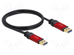 Cable; USB A plug,both sides; gold-plated; 1m; black; Cu; metal