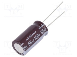 Capacitor: electrolytic; THT; 68uF; 160VDC; Ø12.5x25mm; Pitch: 5mm