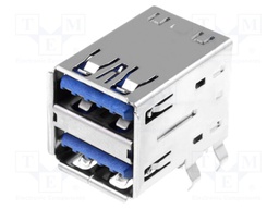 Socket; USB A; on PCBs; THT; angled 90°; double; USB 3.0