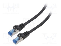 Patch cord; S/FTP; 6a; stranded; CCA; LSZH; black; 0.5m; 26AWG