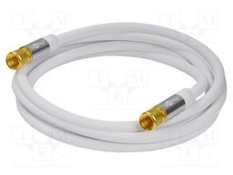 Cable; 75Ω; 10m; coaxial 9.5mm plug,both sides; white