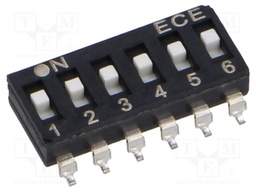 Switch: DIP-SWITCH; Poles number: 6; OFF-ON; 0.025A/24VDC; Pos: 2/6