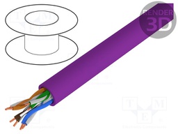 Wire; U/UTP; 4x2x23AWG; 6; wire; Cu; Insulation: PVC; violet; 305m
