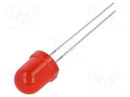 LED; 8mm; red; 350÷400mcd; 60°; Front: convex