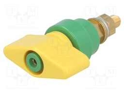 Laboratory clamp; yellow-green; 1kVDC; 100A; Contacts: brass; 81mm