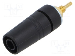 Connector: 4mm banana; socket; 24A; 1kV; black; gold-plated; 43mm