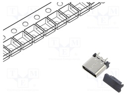 Connector: USB C; socket; SMT; PIN: 24; vertical; top board mount