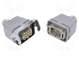 Connector: HDC; male + female; C146; PIN: 6; 6+PE; size E6; straight