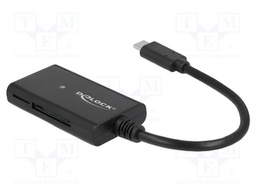 Card reader: memory; microSD,MMC,MS,SD,USB C plug; black; 5Gbps