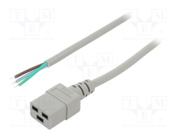 Cable; 3x1.5mm2; IEC C19 female,wires; PVC; Len: 1.5m; grey; 16A