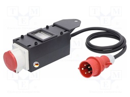 Electric switchboard; 5G2.5mm2; Sockets: 1; rubber; black; 1.5m
