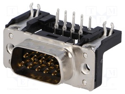 D-Sub; PIN: 9; socket; male; PCB snap-in; angled 90°; THT; M3