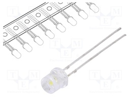 LED; 5mm; white; 500÷1120mcd; 140°; Front: flat; Package: Ammo Pack