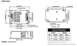 Power supply: switched-mode; modular; 65W; 15VDC; 4.34A; 172g