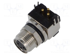 Connector: M8; socket; female; angled; shielded; PIN: 3; 48V; 4A; IP67