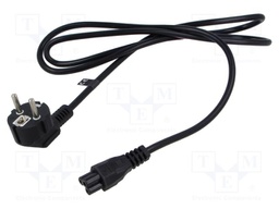 Cable; 3x0.75mm2; CEE 7/7 (E/F) plug angled,IEC C5 female; PVC