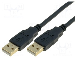 Cable; USB 2.0; USB A plug,both sides; gold-plated; 5m; black