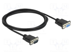 Cable; D-Sub 9pin socket,D-Sub 9pin plug; PVC; Len: 2m; black