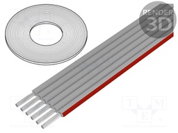 Wire: ribbon; 1.27mm; stranded; Cu; 6x28AWG; PVC; grey; 30,5m
