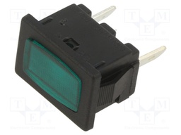 Indicator: with neon lamp; green; 230VAC; 4,8x0,8mm connectors