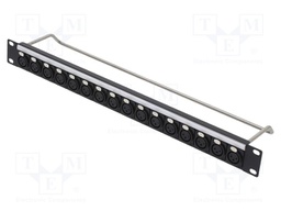 Patch panel; XLR; female; RACK; screw; Thread: M3; Size: 19",1U