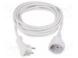 Extension lead; 3G1.5mm2; Sockets: 1; PVC; white; 5m; 16A; Type: flat