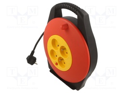 Extension lead; retractable; Sockets: 4; PVC; black; 3x1mm2; 10m