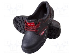 Shoes; black; leather; slip; with metal toecap