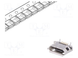 Socket; USB B micro; on PCBs; SMT,THT; PIN: 5; horizontal; USB 2.0
