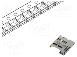 Connector: for cards; microSD; push-push; SMT; gold flash; PIN: 8
