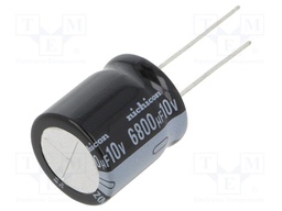 Capacitor: electrolytic; THT; 6800uF; 10VDC; Ø18x20mm; Pitch: 7.5mm