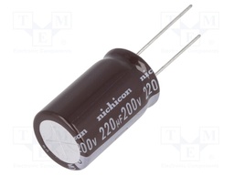Capacitor: electrolytic; THT; 220uF; 200VDC; Ø18x31.5mm; ±20%