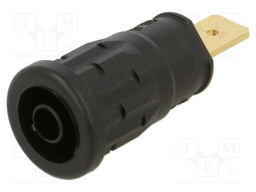 Connector: 4mm banana; socket; 32A; 1kV; black; gold-plated; 33mm
