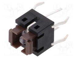 Microswitch TACT; SPST; Pos: 2; 0.05A/24VDC; THT; LED; red; 1.57N