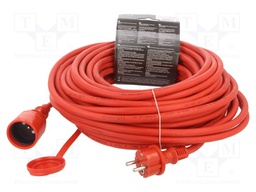 Extension lead; Sockets: 1; rubber; red; 25m; 16A; PROFESSIONAL