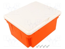 Enclosure: back box; X: 150mm; Y: 180mm; Z: 145mm; ABS; IP20; orange