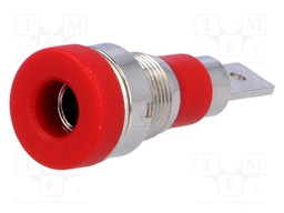 Socket; 4mm banana; 24A; 60VDC; red; nickel plated; on panel; 28mm