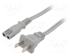 Cable; 2x18AWG; IEC C7 female,NEMA 1-15 (A) plug; PVC; 5m; grey