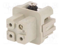 Connector: HDC; contact insert; female; DA; PIN: 4; 3+PE; size D3A