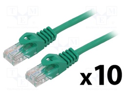 Patch cord; U/UTP; 6; stranded; CCA; PVC; green; 1m; 26AWG; Cores: 8