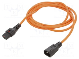 Cable; IEC C13 female,IEC C14 male; 3m; with IEC LOCK locking