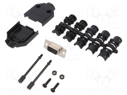 D-Sub; PIN: 9; plug; female; soldering; for cable; black