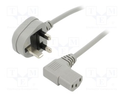 Cable; 3x0.75mm2; BS 1363 (G) plug,IEC C13 female 90°; PVC; 1.8m